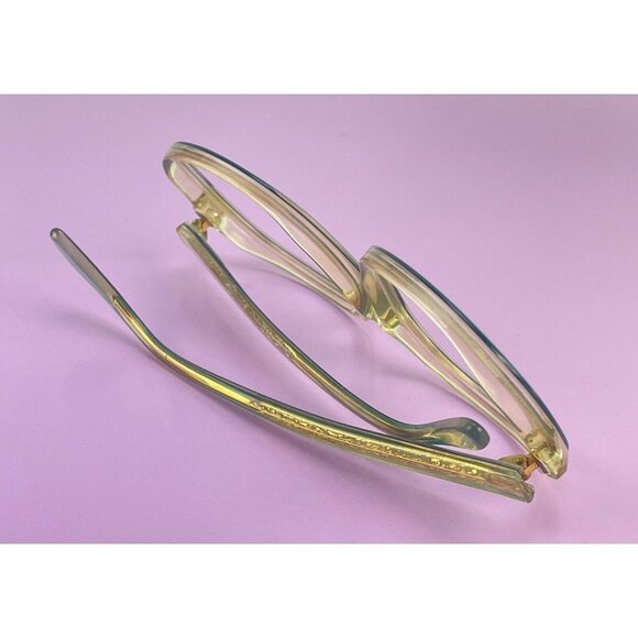 Vintage 80s oversized green eyeglasses frame, green gold iridescent, NO LENS - Picture 6 of 10